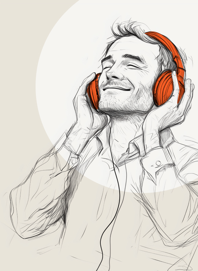 Happy man with headphones